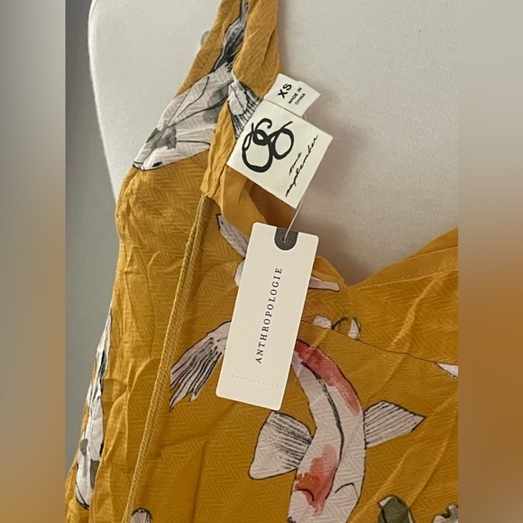 Anthropologie One September Paradiso Gold Koi Embroidered Maxi Dress Size XS - Picture 10 of 15